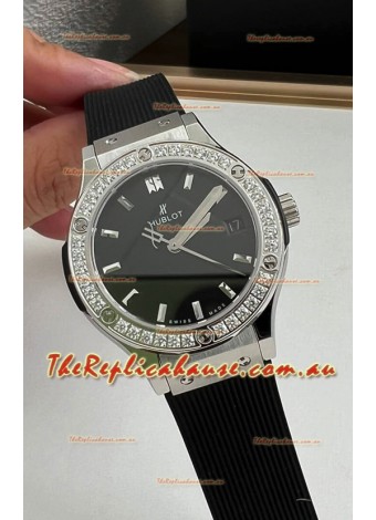Hublot Classic Fusion Stainless Steel 33MM Black Dial Swiss Quartz Movement Watch 1:1 Mirror Quality
