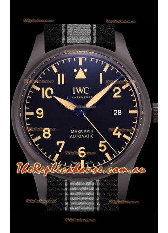 IWC Pilot's MARK XVIII Heritage 1:1 Swiss Timepiece 904L Steel Casing Black Matte Finishing