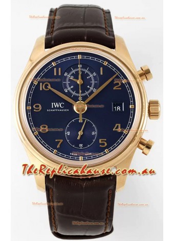 IWC Portugieser Chronograph Classic IW390305 Yellow Gold Blue Dial 1:1 Mirror Replica
