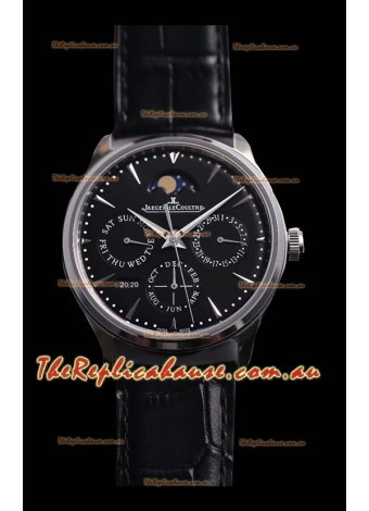 Jaeger LeCoultre Master Ultra Thin Perpetual Swiss Replica Watch in Black Dial 