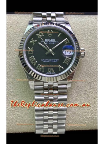 Rolex Datejust 31MM ETA-2671 Movement Swiss Replica in 904L Steel in Black Roman Dial
