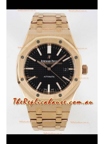 Audemars Piguet Royal Oak 15400 41MM Black Dial 904L Rose Gold CALIBRE 3120 Movement 1:1 Mirror Replica