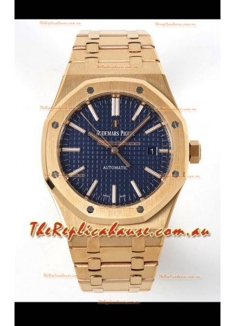 Audemars Piguet Royal Oak 15400 41MM Blue Dial 904L Rose Gold CALIBRE 3120 Movement 1:1 Mirror Replica