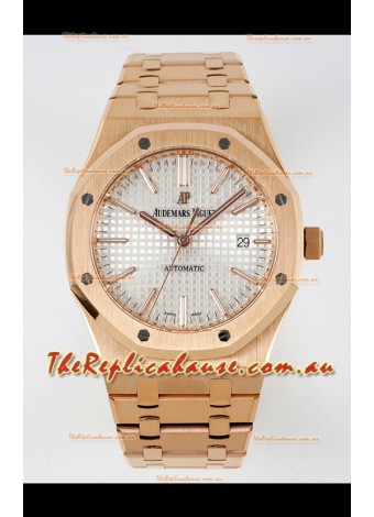 Audemars Piguet Royal Oak 15400 41MM White Dial 904L Rose Gold CALIBRE 3120 Movement 1:1 Mirror Replica