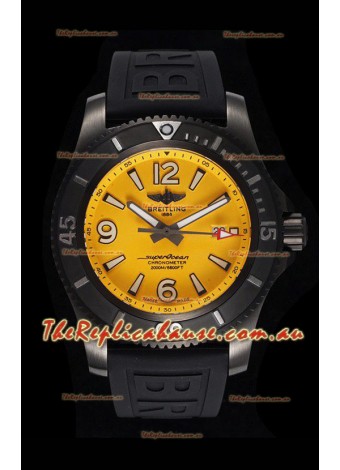 Breitling Superocean Automatic 46 Black Steel - Yellow Dial in DLC Coated Casing 