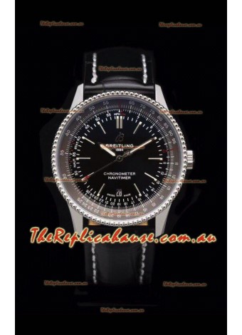 Breitling Navitimer 1 Automatic Swiss Replica Watch in Black Dial - Leather Strap