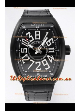 Franck Muller Vanguard Crazy Hours in DLC Coated Casing Swiss Replica Watch 