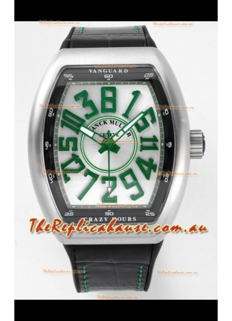 Franck Muller Vanguard Crazy Hours in Stainless Steel - White Dial Swiss Replica Watch 