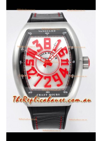 Franck Muller Vanguard Crazy Hours in Stainless Steel - White Dial Swiss Replica Watch 