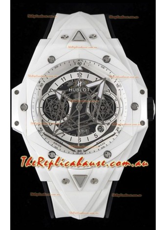 Hublot Big Bang UNICO Sang Bleu II White Ceramic 1:1 Mirror Quality Swiss Replica Watch 