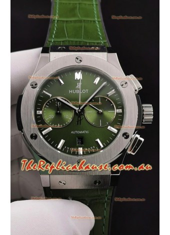 Hublot Classic Fusion Chronograph Stainless Steel Casing Green Dial 1:1 Mirror Replica Watch 