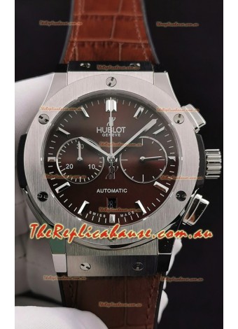 Hublot Classic Fusion Chronograph Stainless Steel Casing Brown Dial 1:1 Mirror Replica Watch 