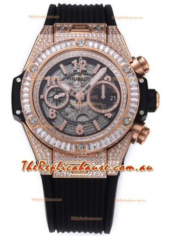 Hublot Big Bang Unico Rose Gold Diamonds Casing 1:1 Mirror Edition Swiss Replica Watch
