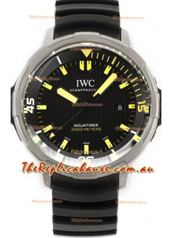 IWC Aquatimer IW358001 1:1 Titanium Mirror Swiss Replica Watch in Black Dial Rubber Strap