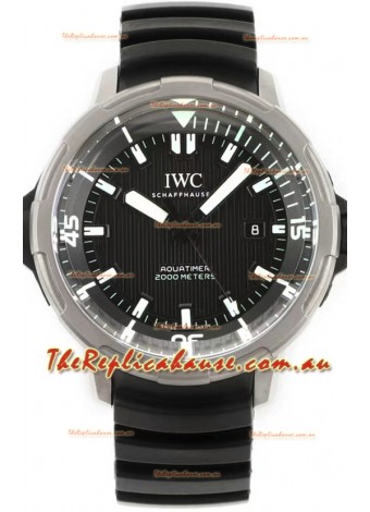 IWC Aquatimer IW358002 1:1 Titanium Mirror Swiss Replica Watch in Black Dial Rubber Strap