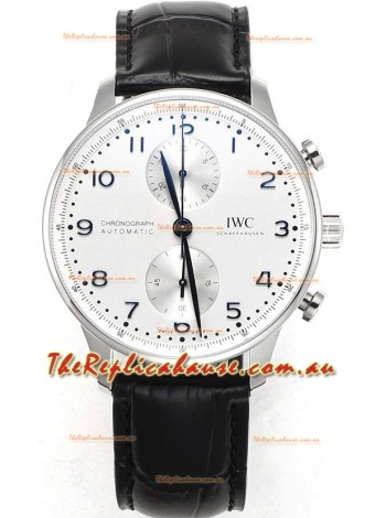 IWC Portuguese Chronograph Swiss Replica Watch in Steel Case White Dial - 1:1 Mirror Replica Edition