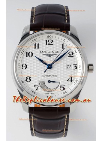 Longines Master Collection Automatic Power Reserve White Dial Swiss Replica Watch Leather Strap
