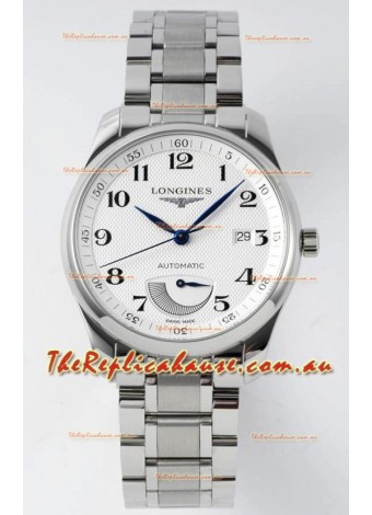 Longines Master Collection Automatic Power Reserve White Dial Swiss Replica Watch Steel Strap