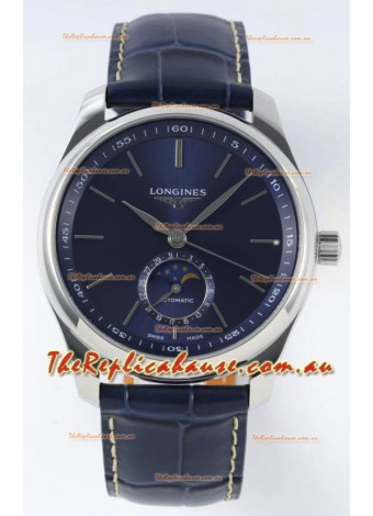 Longines Master Collection Automatic Moonphase Blue Dial Swiss Replica Watch Leather Strap