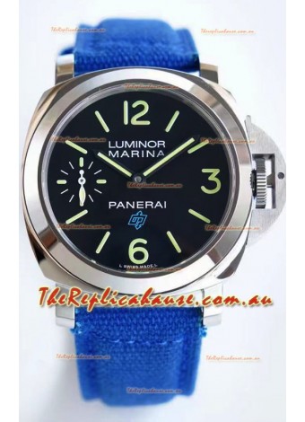Panerai Marina PAM00777 Logo Acciaio Black Dial in 1:1 Mirror Quality - 904L Steel in Canvas Strap 