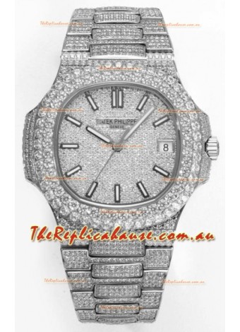 Patek Philippe Nautilus 5711/A Swiss Replica Watch 1:1 Mirror Replica in 904L Steel Diamonds Casing