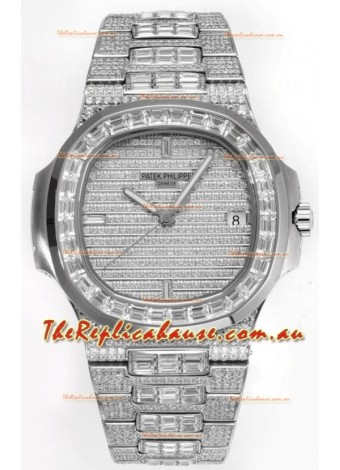 Patek Philippe Nautilus 5711/A Swiss Replica Watch 1:1 Mirror Replica in 904L Steel Diamonds Casing
