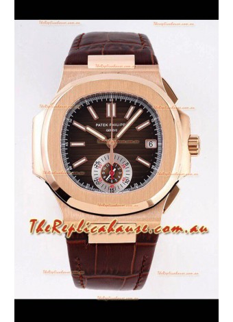 Patek Philippe Nautilus 5980/1R-001 Rose Gold 904L Steel Case in Brown Dial - 1:1 Mirror Replica