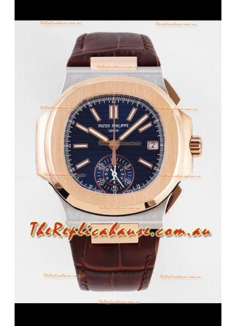 Patek Philippe Nautilus 5980/1R-001 Rose Gold Two Tone 904L Steel Case in Blue Dial - 1:1 Mirror Replica