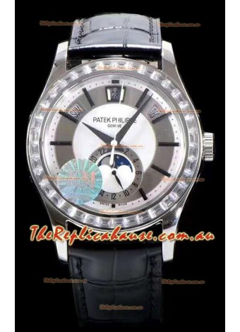 Patek Philippe 5205-001 Complications MoonPhase Light Grey Dial 1:1 Mirror Swiss Replica Watch