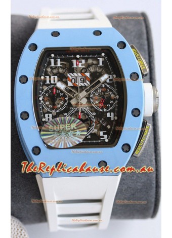 Richard Mille RM011 Blue Ceramic Casin White Rubber Strap 1:1 Mirror Swiss Replica Watch 