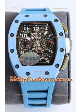 Richard Mille RM011 Blue Ceramic Casin Blue Rubber Strap 1:1 Mirror Swiss Replica Watch 