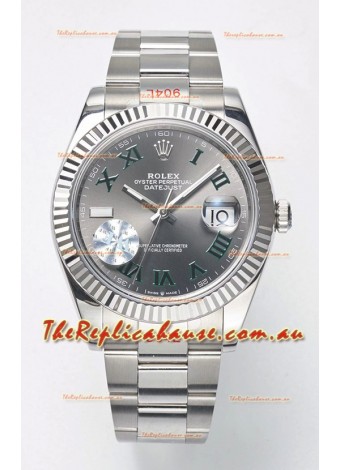 Rolex Datejust Cal.3235 WIMBLEDON Swiss Watch 1:1 Mirror Replica 904L Steel 41MM - Grey Dial 