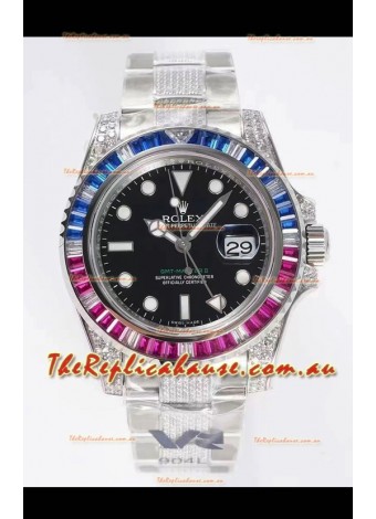 Rolex GMT Masters II Diamonds Swiss watch in 904L Case - 1:1 Mirror Quality