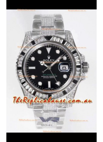 Rolex GMT Masters II Diamonds Swiss watch in 904L Case - 1:1 Mirror Quality