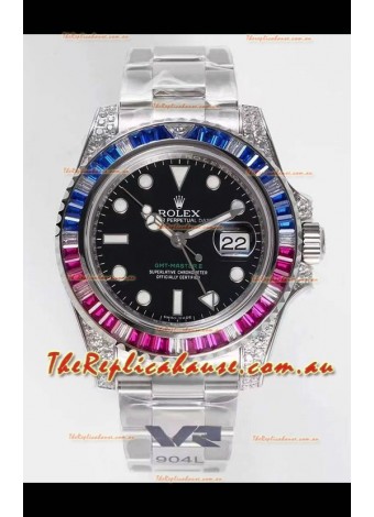 Rolex GMT Masters II Diamonds Swiss watch in 904L Case - 1:1 Mirror Quality