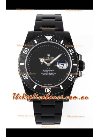Rolex Submariner DiW DLC Coated Steel Casing Black Ceramic Bezel Edition Watch 