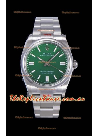 Rolex Oyster Perpetual REF#124300 41MM Cal.3230 Movement Swiss Replica Green Dial 904L Steel 1:1 Mirror Replica Watch