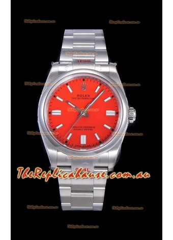Rolex Oyster Perpetual REF#124300 41MM Cal.3230 Movement Swiss Replica Red Dial 904L Steel 1:1 Mirror Replica Watch