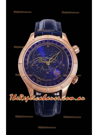 Patek Philippe 6102R Grand Compilations Handwind Swiss Replica Watch - Rugged Bezel Blue Dial