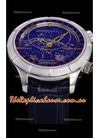 Patek Philippe 6102R Grand Compilations Handwind Swiss Replica Watch - Rugged Bezel Blue Dial