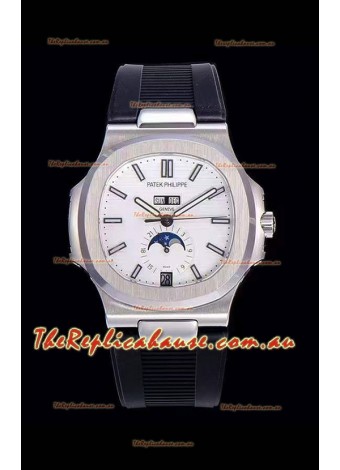 Patek Philippe Nautilus 5726A 1:1 Mirror Swiss Watch White Dial Rubber Strap 