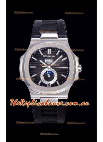 Patek Philippe Nautilus 5726A 1:1 Mirror Swiss Watch Black Dial Rubber Strap 