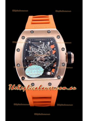 Richard Mille RM035 AMERICAS 18K Rose Gold Replica Timepiece in Orange Strap