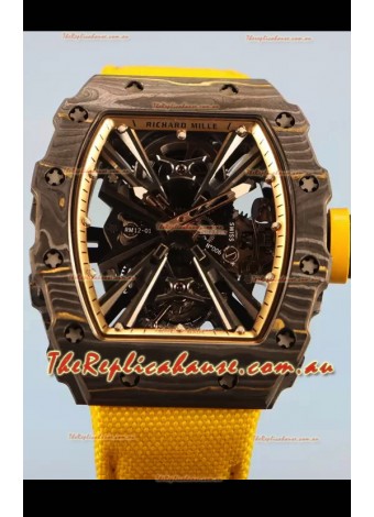 Richard Mille RM12-01 Carbon Fiber Case Genuine Tourbillon Movement 1:1 Mirror Replica Watch