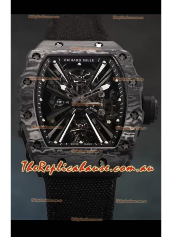 Richard Mille RM12-01 Carbon Fiber Case Genuine Tourbillon Movement 1:1 Mirror Replica Watch