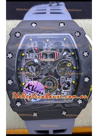 Richard Mille RM011 Felipe Massa 1:1 Mirror Black Forged Carbon Case Grey Strap