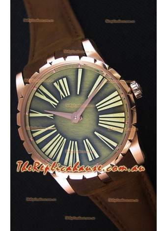 Roger Dubuis Excalibur Steel Case Green Dial Swiss Replica Watch