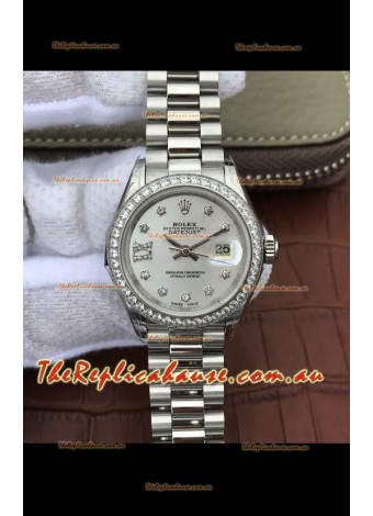 Rolex Datejust Ladies 28MM Cal.3135 Movement Swiss Replica in Grey Dial - 904L Steel Casing