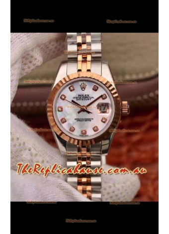Rolex Datejust Ladies 28MM Cal.3135 Movement Swiss Replica in 904L Steel Rose Gold 2 Tone Case