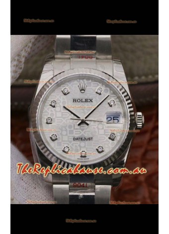 Rolex Datejust 36MM Cal.3135 Movement Swiss Replica Watch in 904L Steel Casing in White Dial